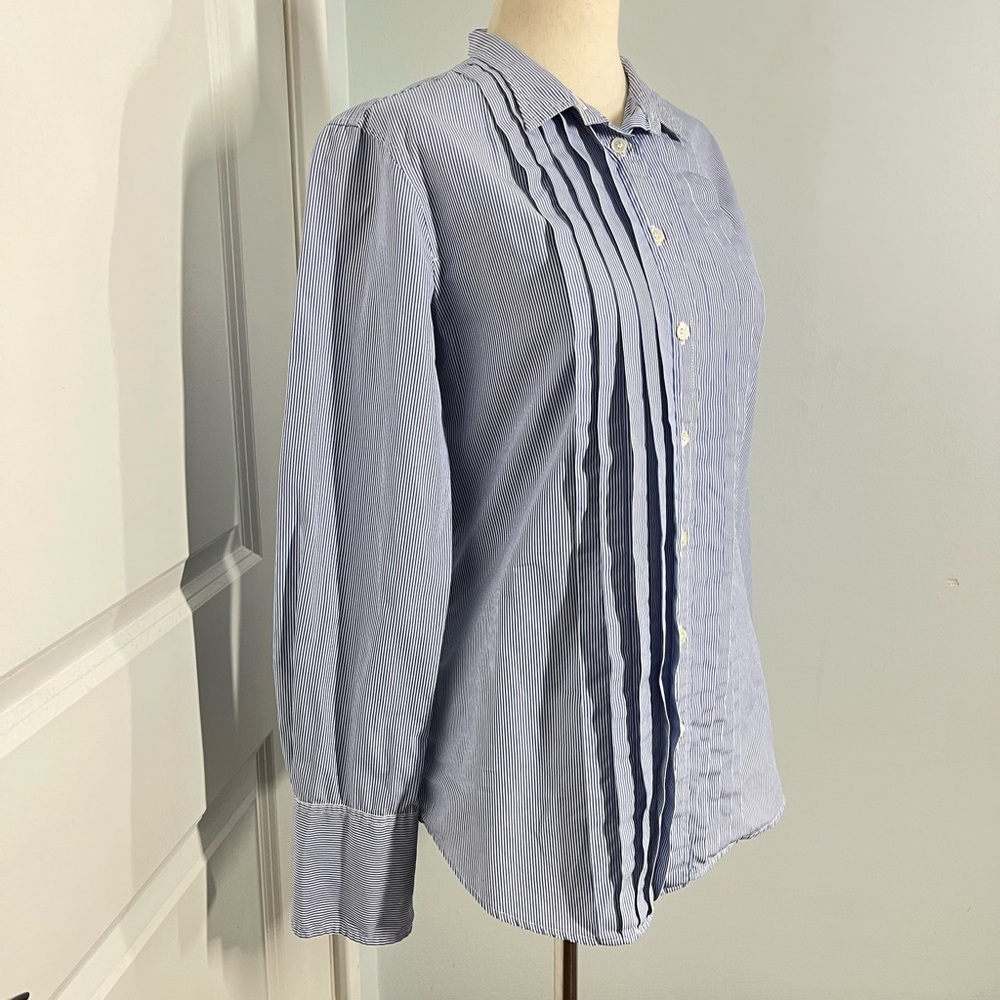 J.Crew front pleated striped Button Down Shirt size S - Picture 7 of 12